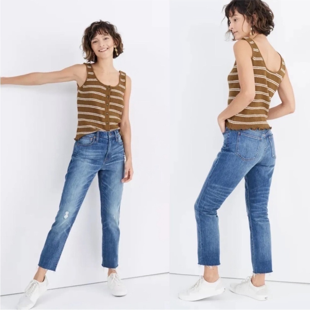Madewell The High-Rise Slim Crop Boyjean Dover Wash Raw-Hemmed Edition Sz 25 A15